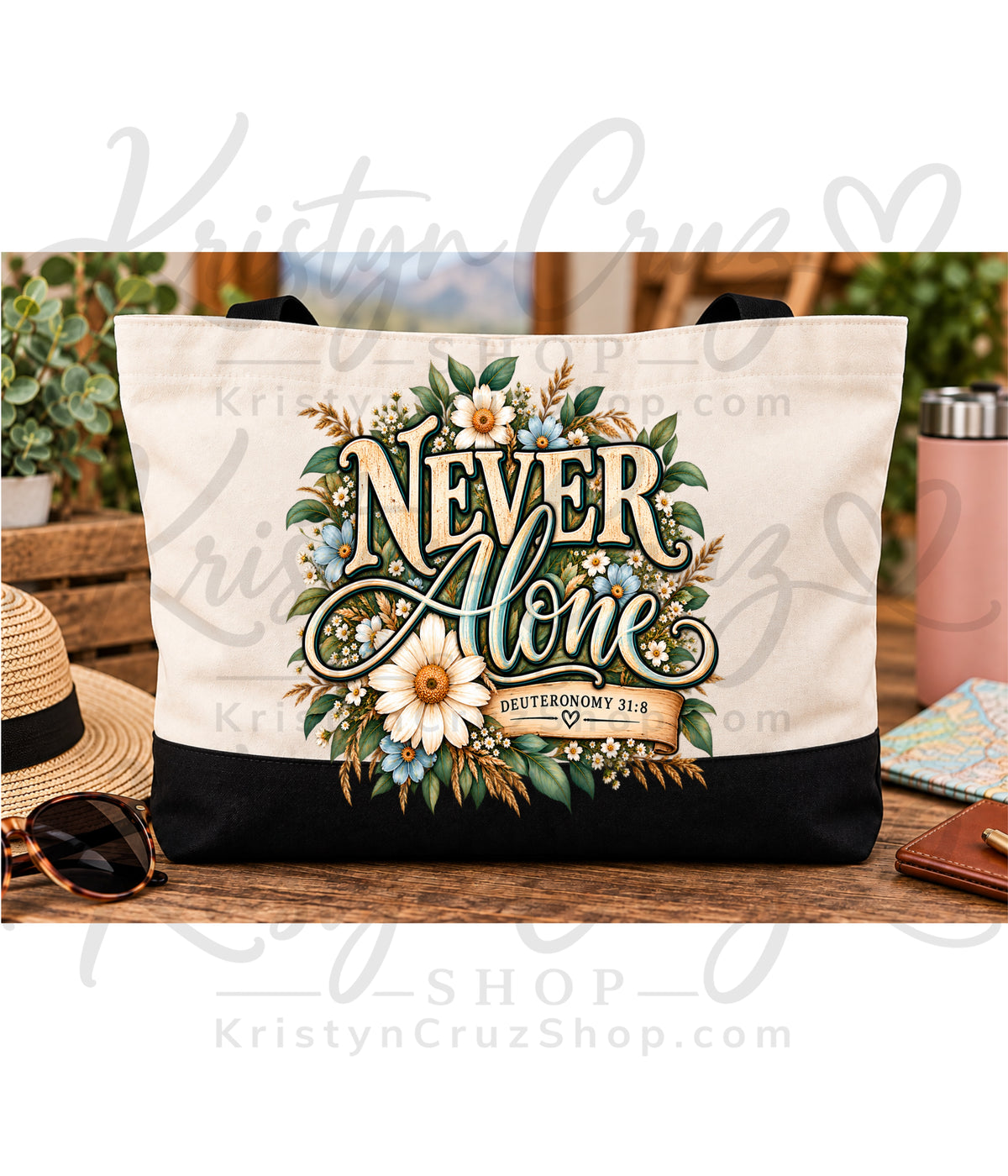 Never Alone — Deuteronomy 31:8 | Christian PNG Digital Download