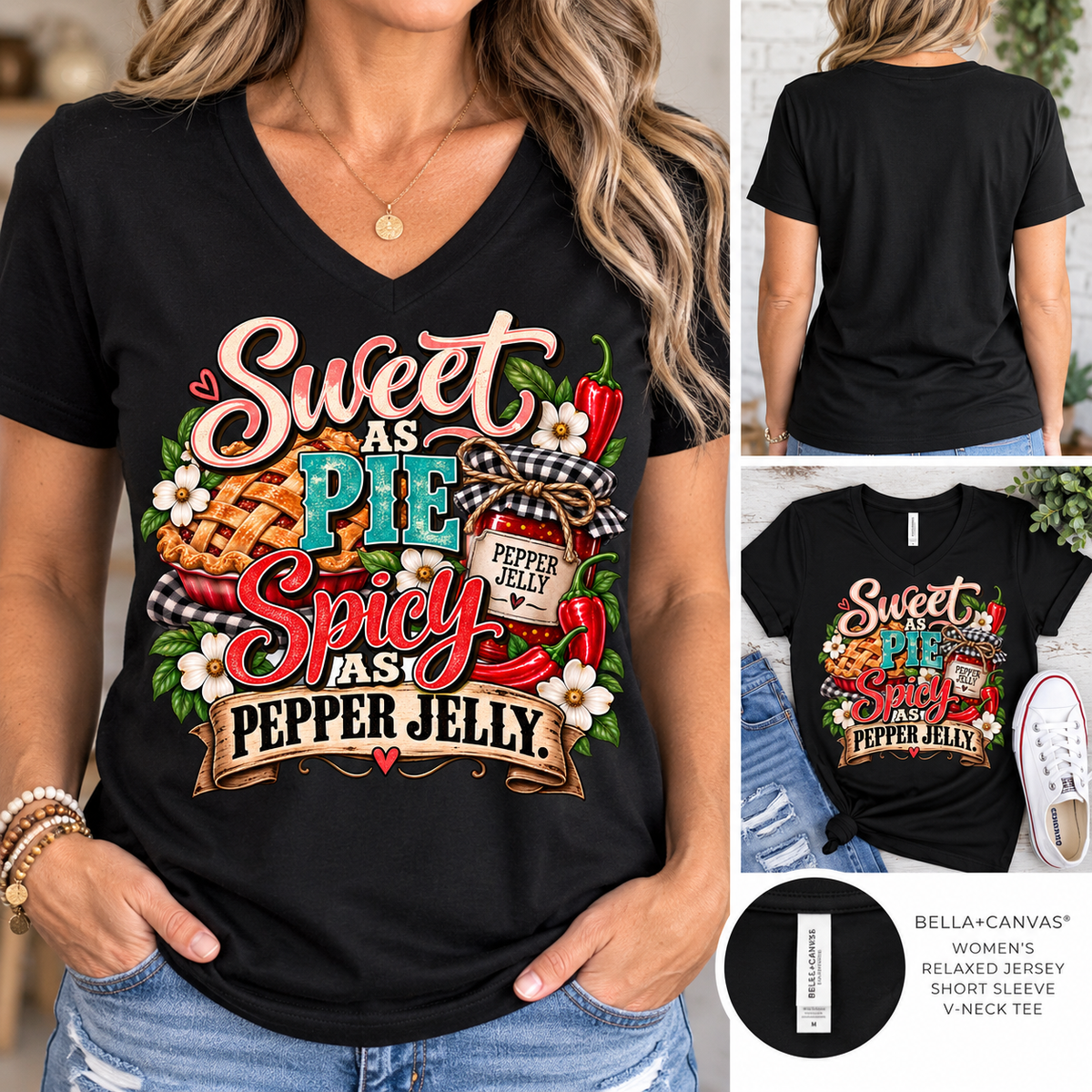 Sweet as Pie, Spicy as Pepper Jelly V-Neck Tee
