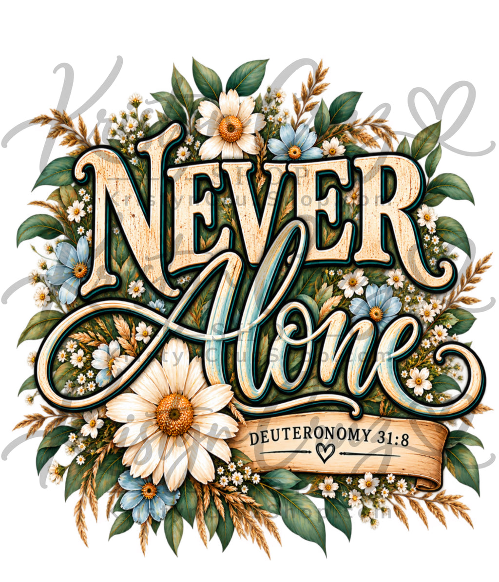 Never Alone — Deuteronomy 31:8 | Christian PNG Digital Download