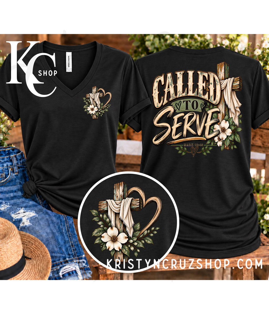 Called to Serve — Mark 10:45 | Christian V-Neck t-shirt