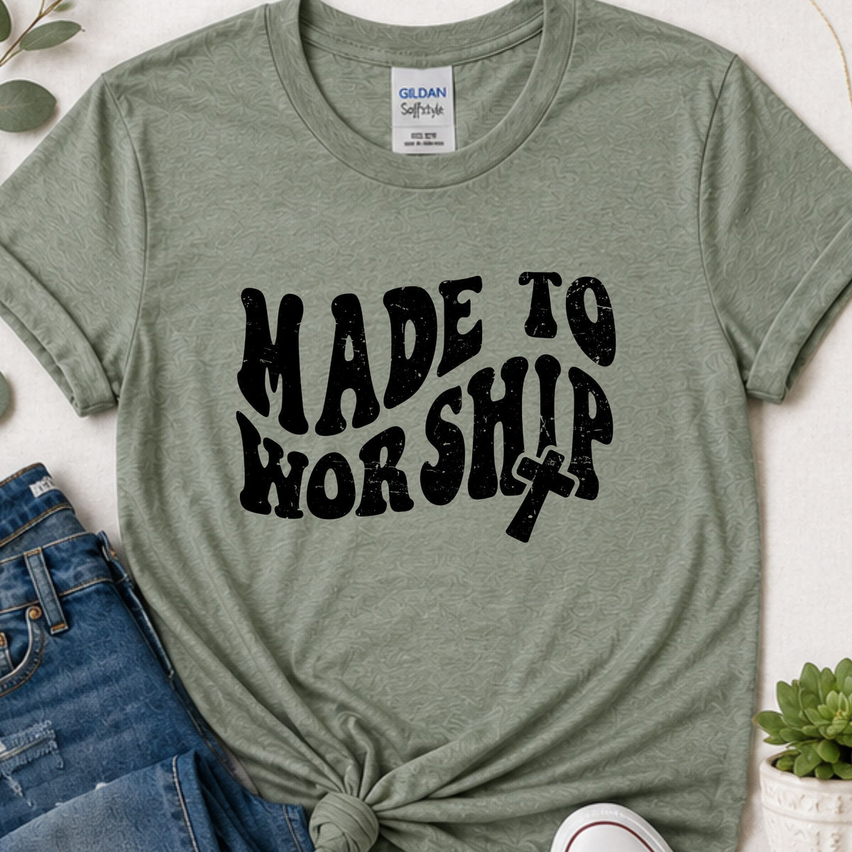 Made to worship retro Christian t-shirt