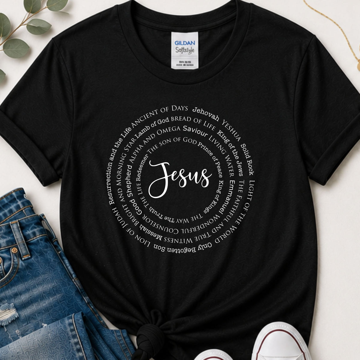 Names of Jesus Christian T-Shirt | Circle Design Faith Shirt