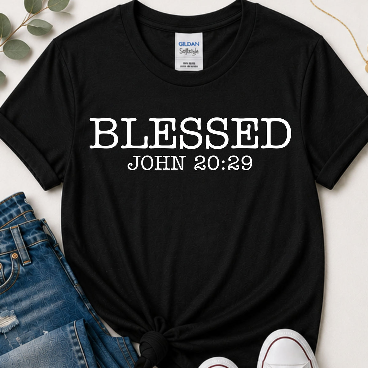Blessed John 20:29 Christian T-Shirt | Bible Verse Faith Shirt