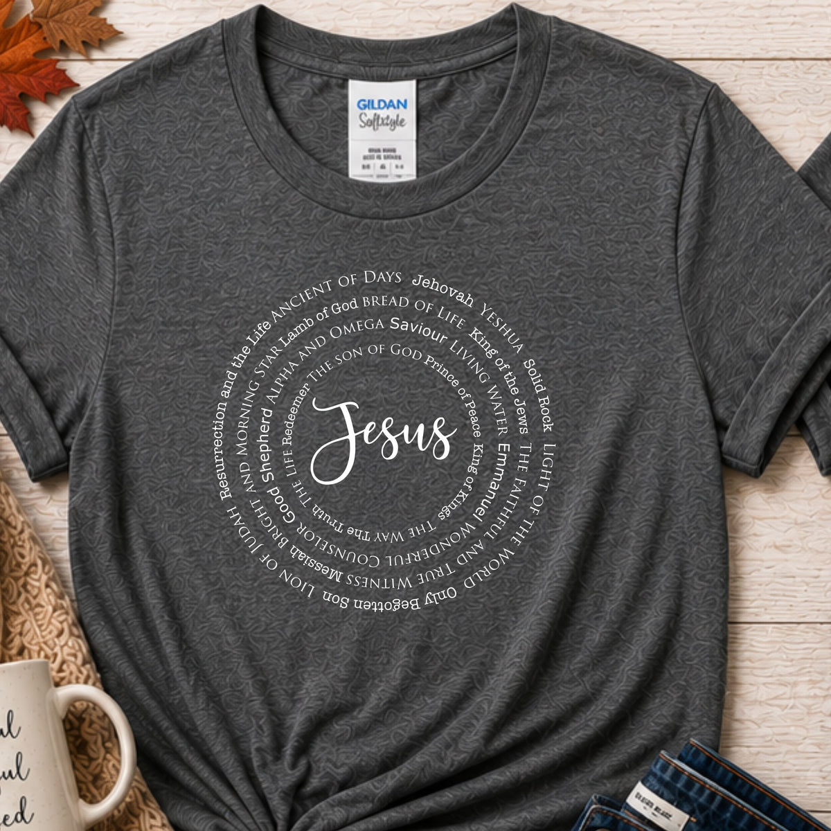 Names of Jesus Christian T-Shirt | Circle Design Faith Shirt