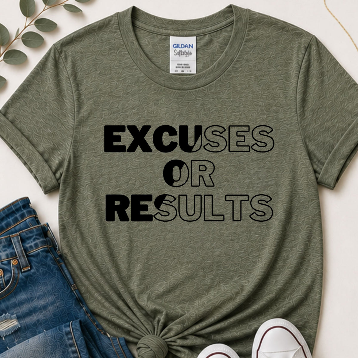 Excuses or Results Motivational T-Shirt | Bold Graphic Tee