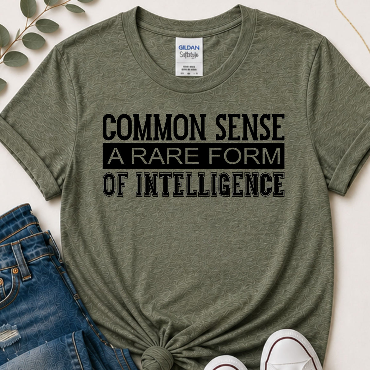 Common Sense A Rare Form of Intelligence Funny Sarcastic T-Shirt