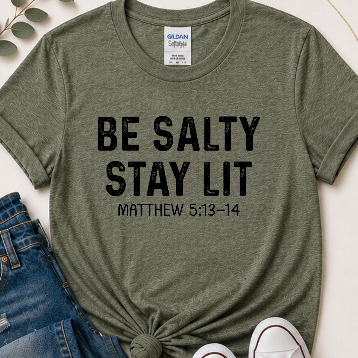 Be salty stay lit (distressed) Christian t-shirt