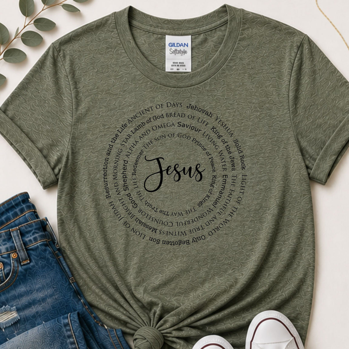 Names of Jesus Christian T-Shirt | Circle Design Faith Shirt