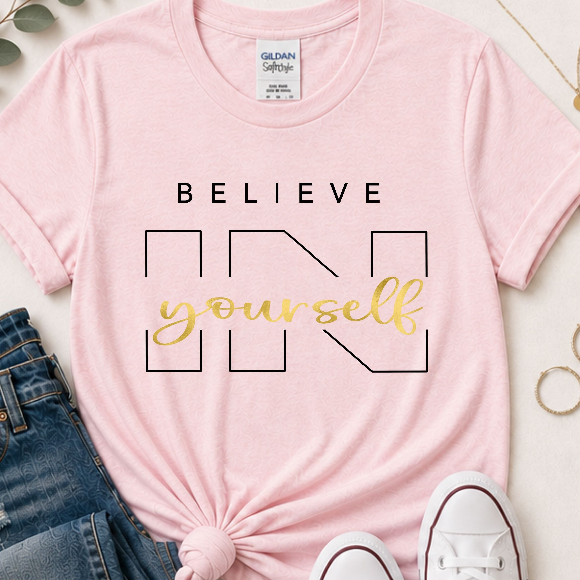 Believe in yourself motivational t-shirt