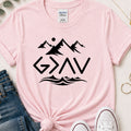 God is greater than the highs & lows mountains Christian t-shirt