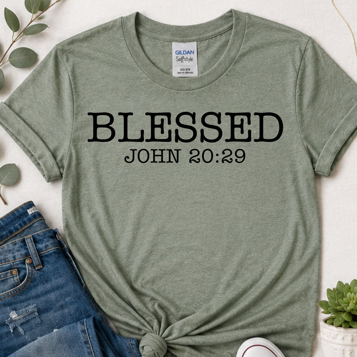 Blessed John 20:29 Christian T-Shirt | Bible Verse Faith Shirt