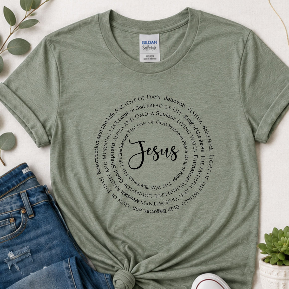 Names of Jesus Christian T-Shirt | Circle Design Faith Shirt