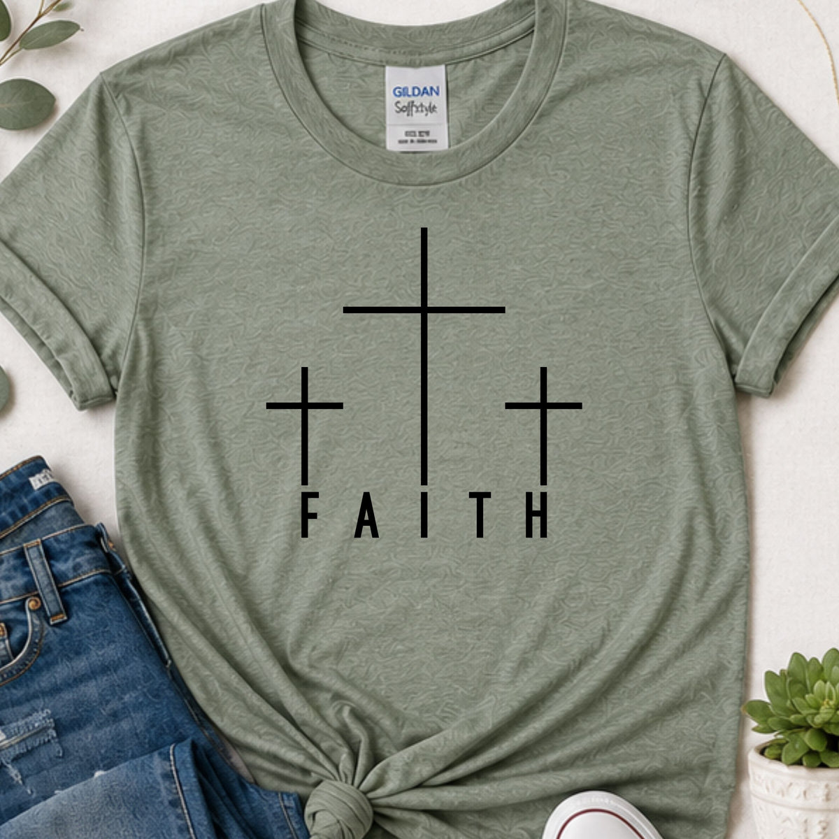 Faith 3 crosses Christian t-shirt