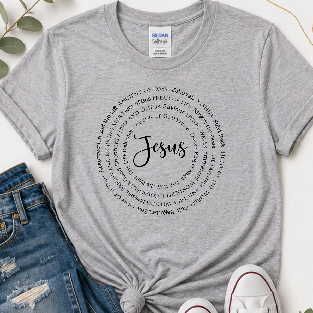 Names of Jesus Christian T-Shirt | Circle Design Faith Shirt