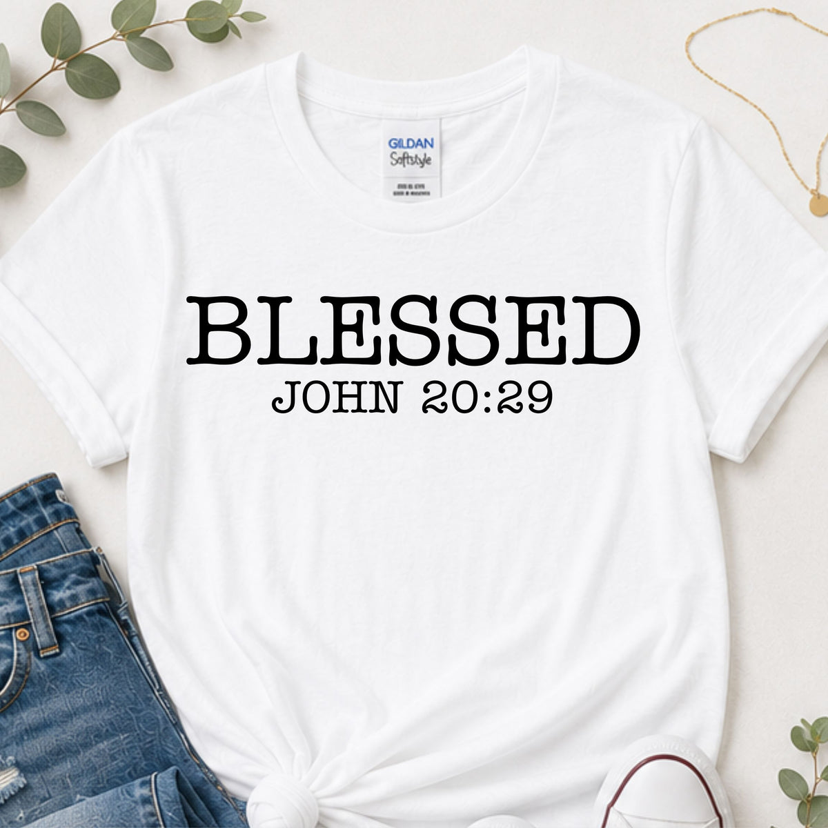 Blessed John 20:29 Christian T-Shirt | Bible Verse Faith Shirt