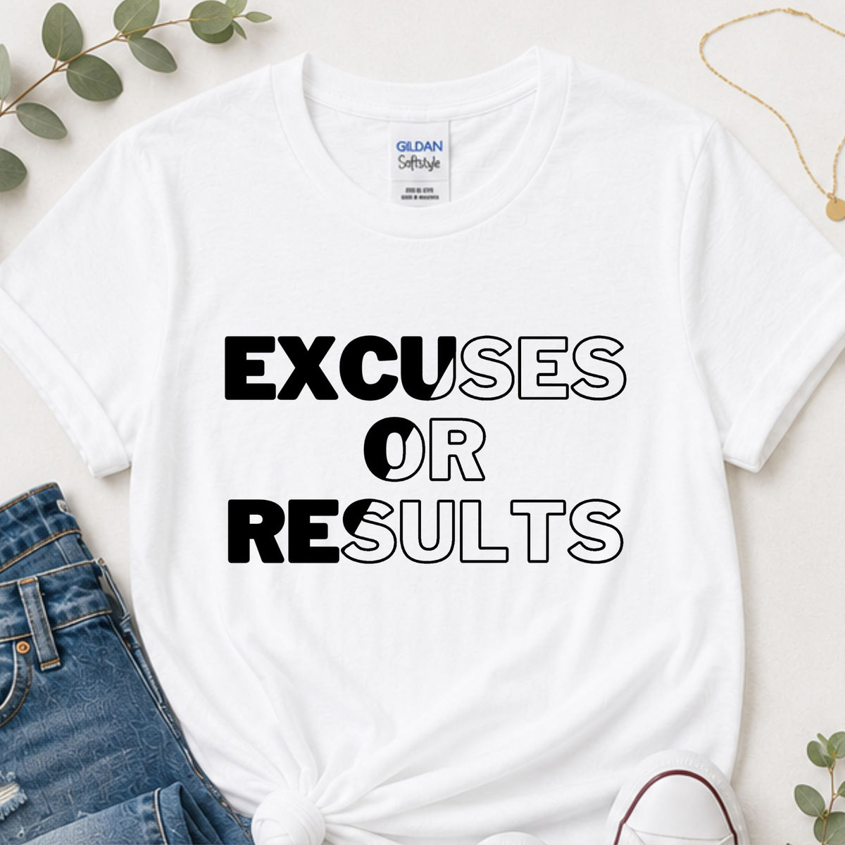 Excuses or Results Motivational T-Shirt | Bold Graphic Tee