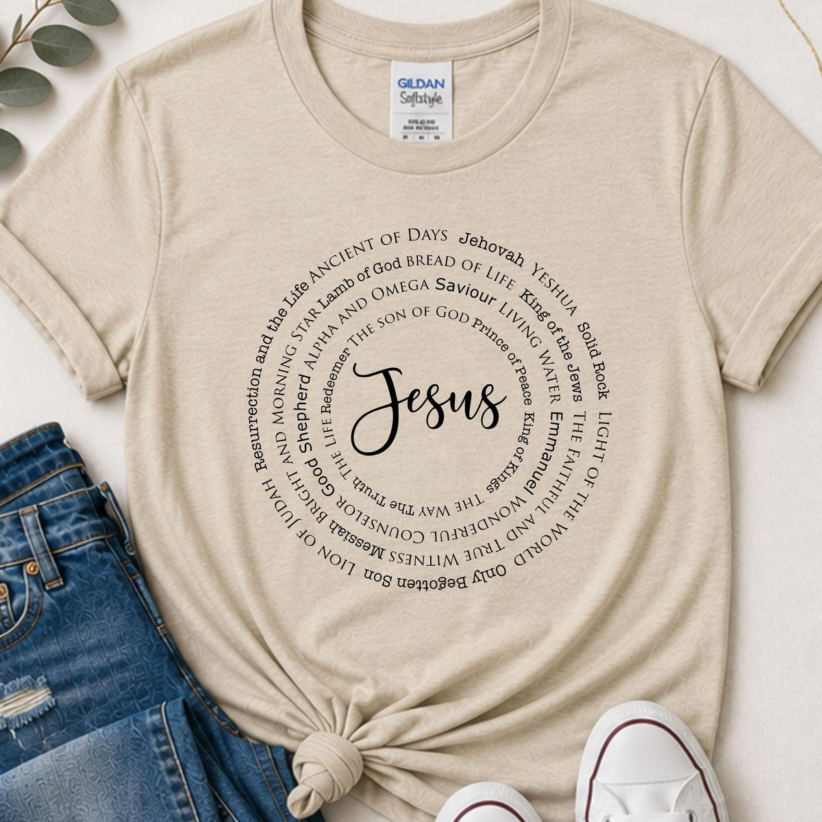 Names of Jesus Christian T-Shirt | Circle Design Faith Shirt