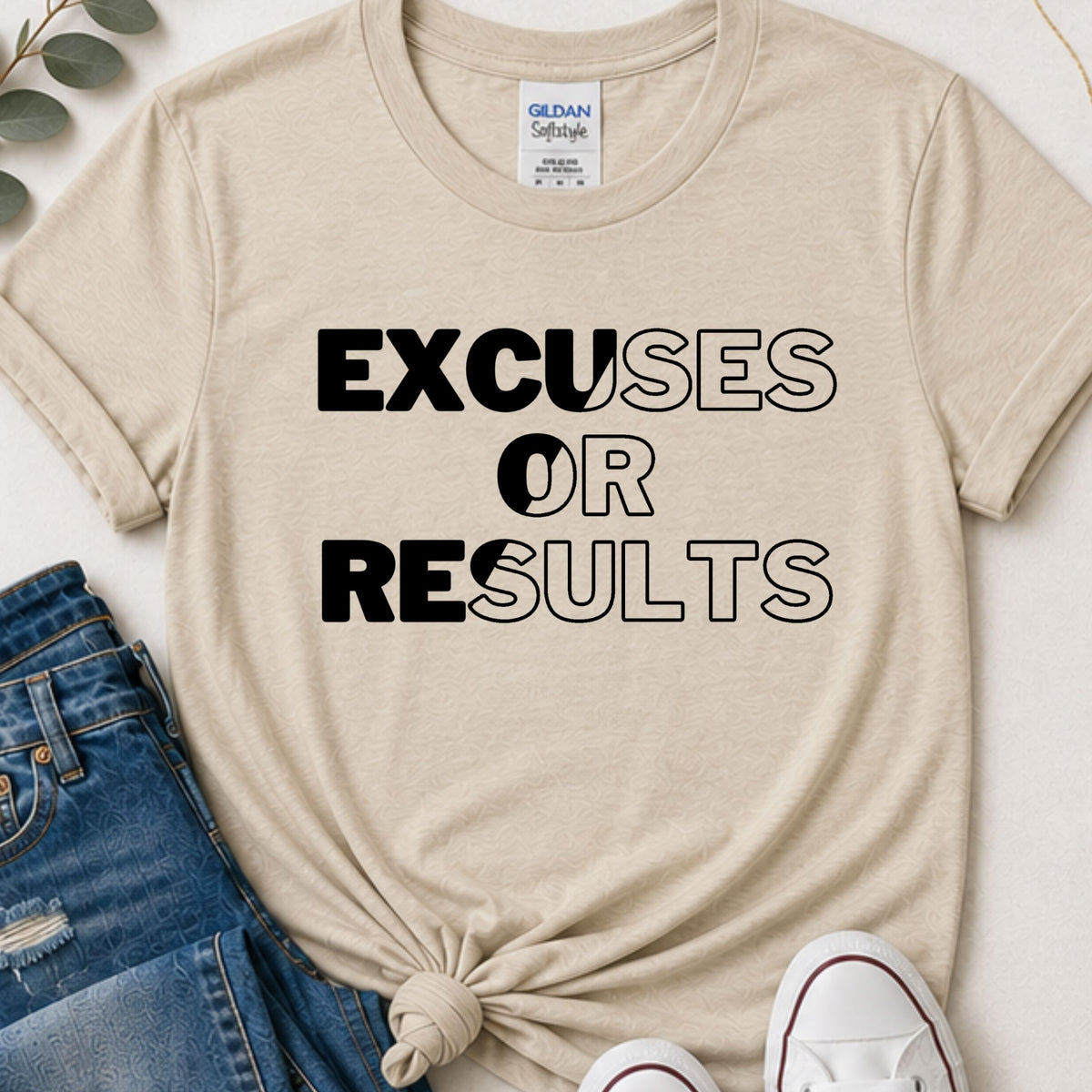 Excuses or Results Motivational T-Shirt | Bold Graphic Tee